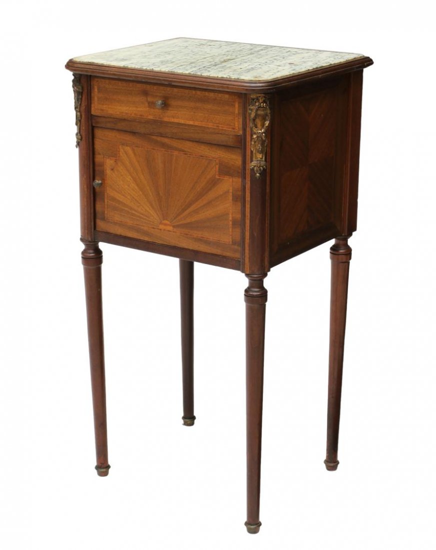ART DECO MARBLE TOP BEDSIDE CABINET (1 of 4)
