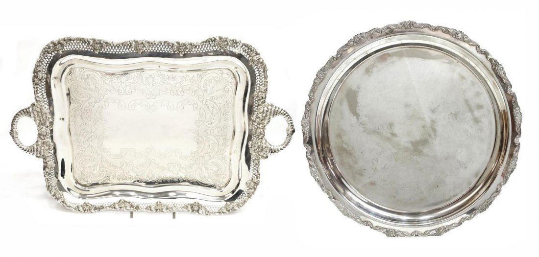 (2) LARGE SILVERPLATE SERVICE TRAYS (1 of 4)