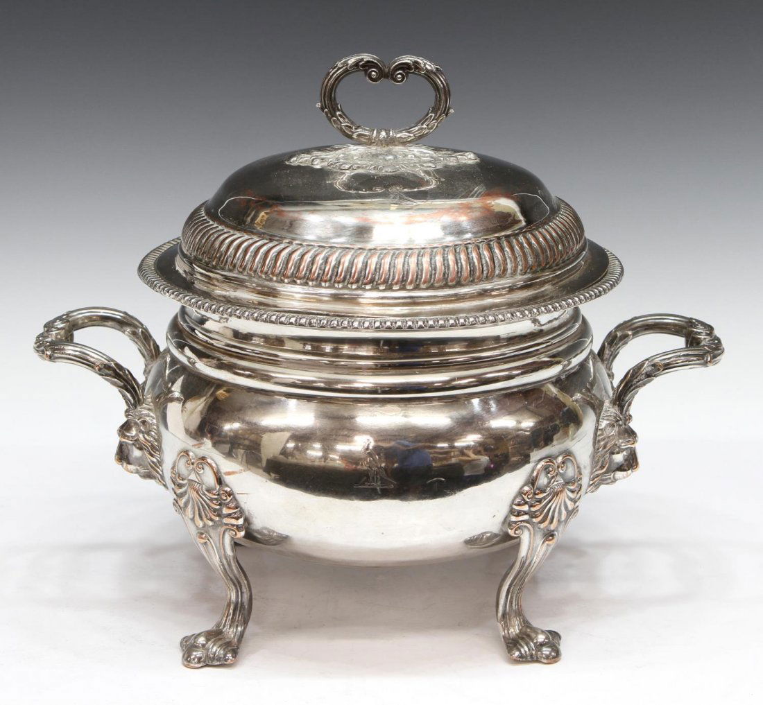 ENGLISH SHEFFIELD SILVERPLATE TUREEN, 19TH C. (1 of 3)