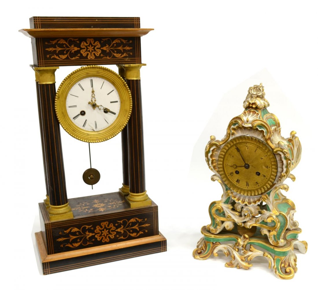 (2) ENGLISH & CONTINENTAL MANTLE CLOCKS (1 of 10)