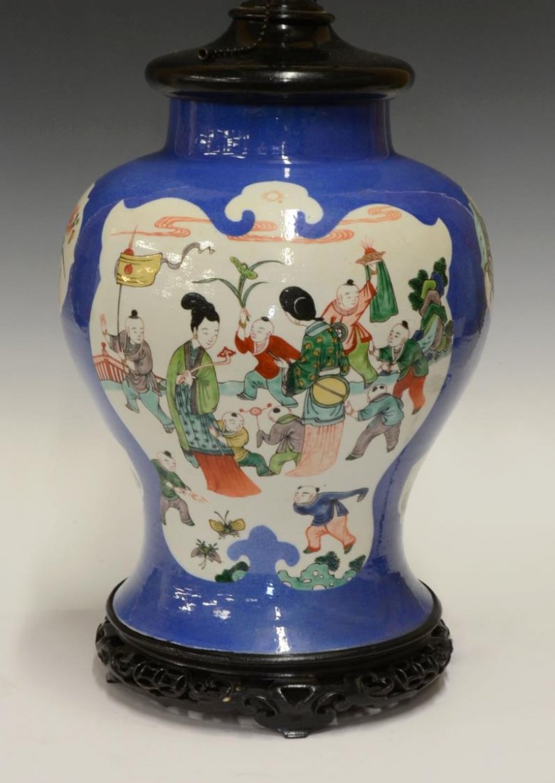 CHINESE FAMILLE VERT PORCELAIN GINGER JAR LAMP (1 of 3)