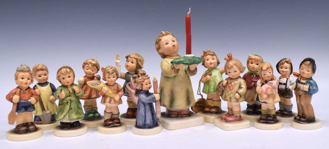 (14) HUMMEL COLLECTORS CLUB & EDITION FIGURES: (lot of 14) Hummel Collectors Club and M.I. Hummel Club Exclusive Edition and Goebel Collectors Club figures in original boxes: (1) Clear As A Bell, 2181, #1994; (1) Light the Way, 715/4/0, #1456; (1)