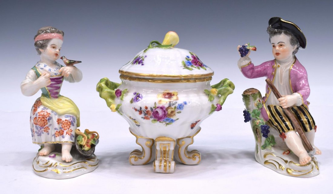 (3) MEISSEN PORCELAIN FIGURES & LIDDED JAR (1 of 7)