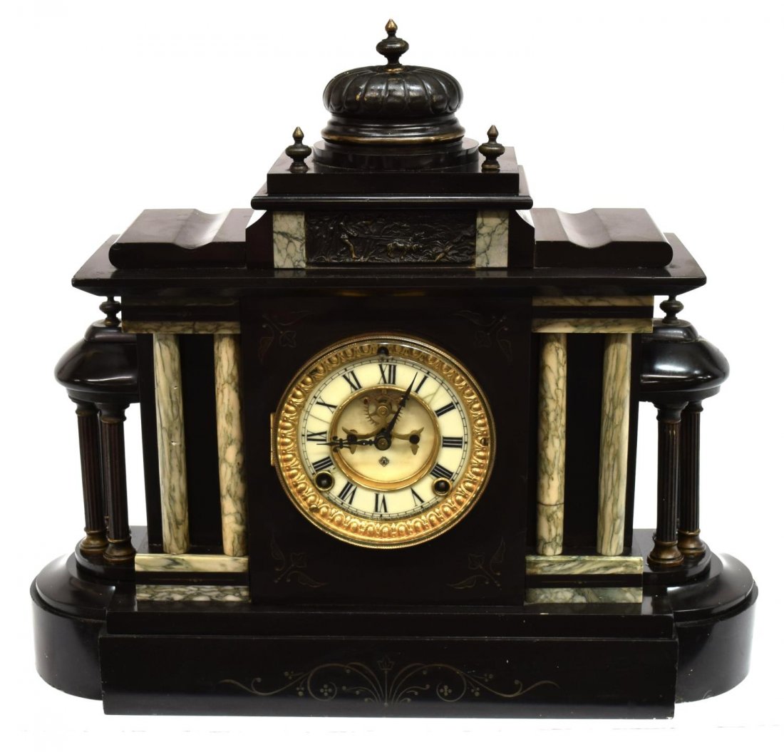 ANSONIA MARBLE ARCHITECTURAL MANTLE CLOCK (1 of 6)