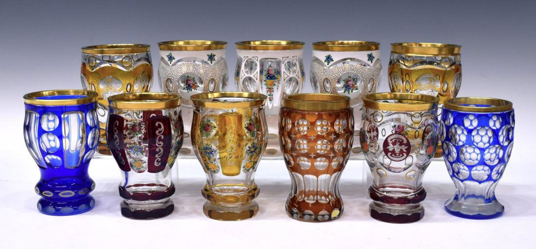 (11) GERMAN CUT TO CLEAR AND OVERLAY GOBLETS (1 of 6)