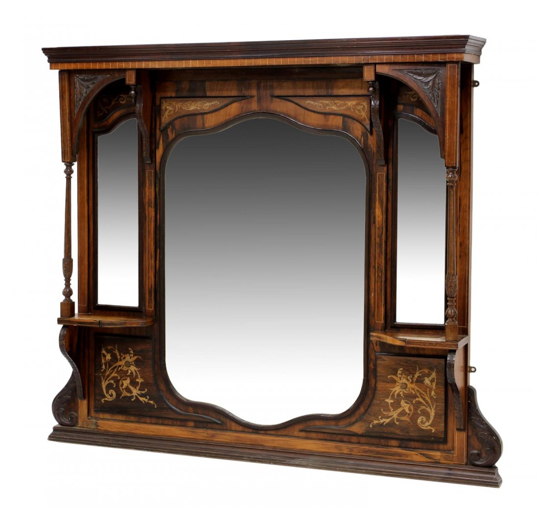 LARGE EDWARDIAN OVER THE MANTLE MIRROR (1 of 4)