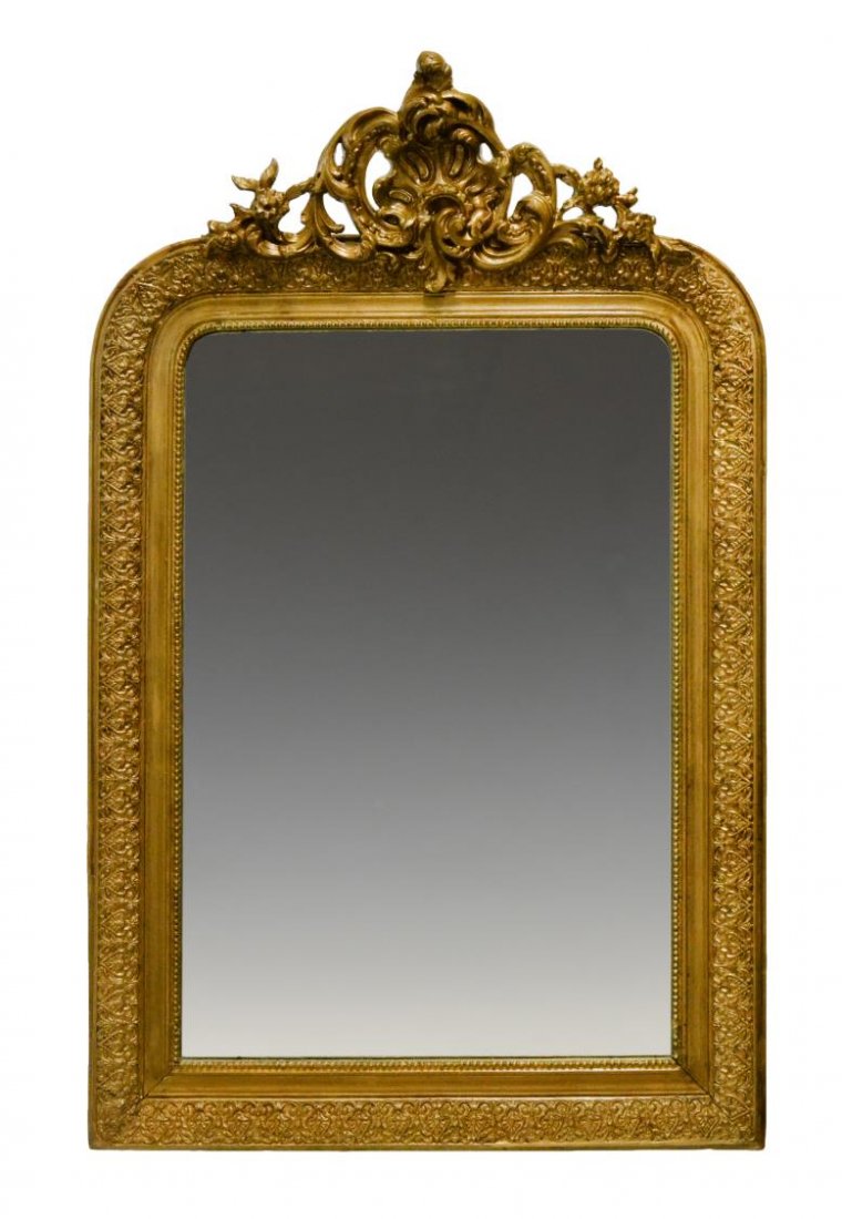 FRENCH LOUIS XV STYLE GILTWOOD WALL MIRROR (1 of 3)