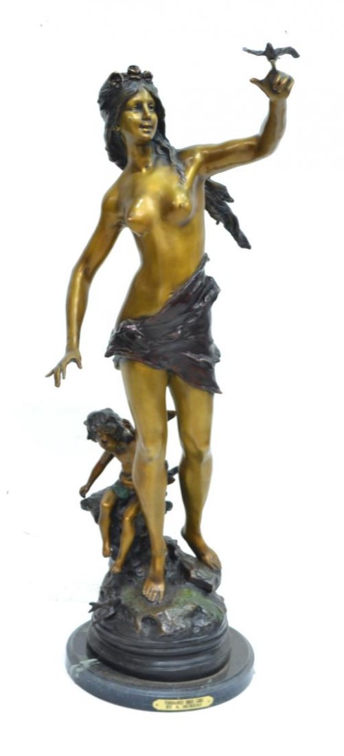 LARGE BRONZE AFTER MOREAU, TURBANED BIRD GIRL (1 of 3)