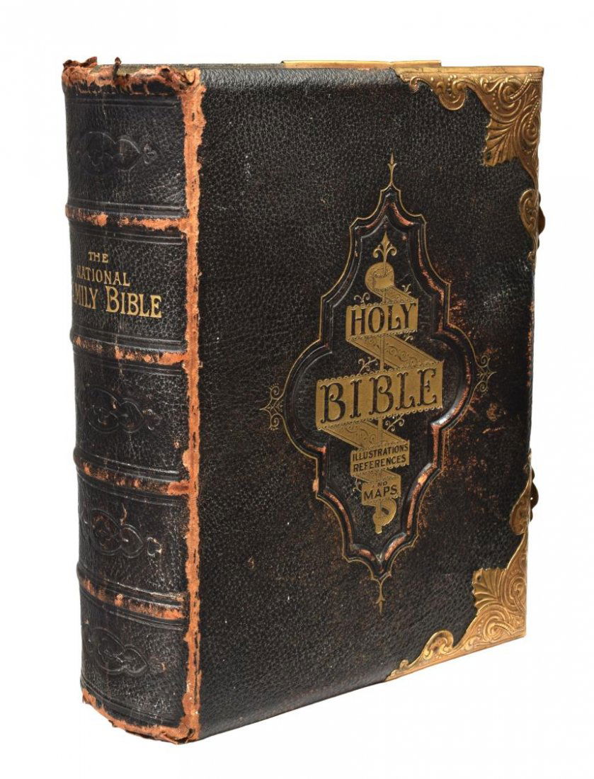 ANTIQUE BRASS & LEATHER BOUND ILLUSTRATED BIBLE (1 of 9)