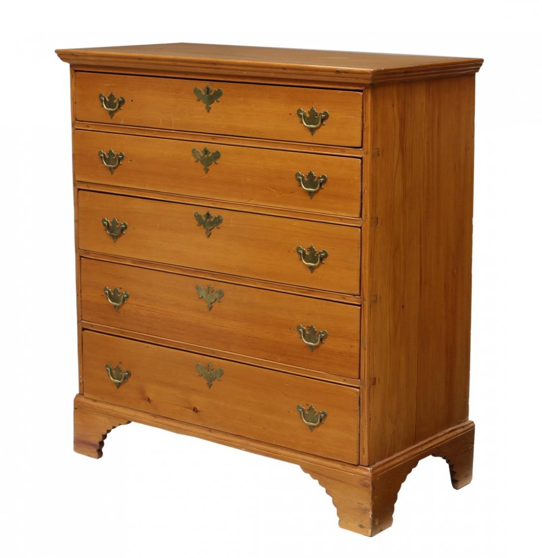 AMERICAN PINE CHEST OF DRAWERS (1 of 5)