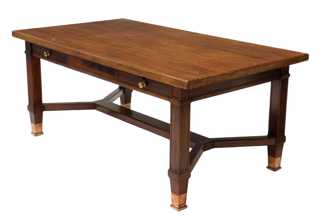 LARGE EDWARDIAN CARVED PARTNERS WRITING TABLE (1 of 2)