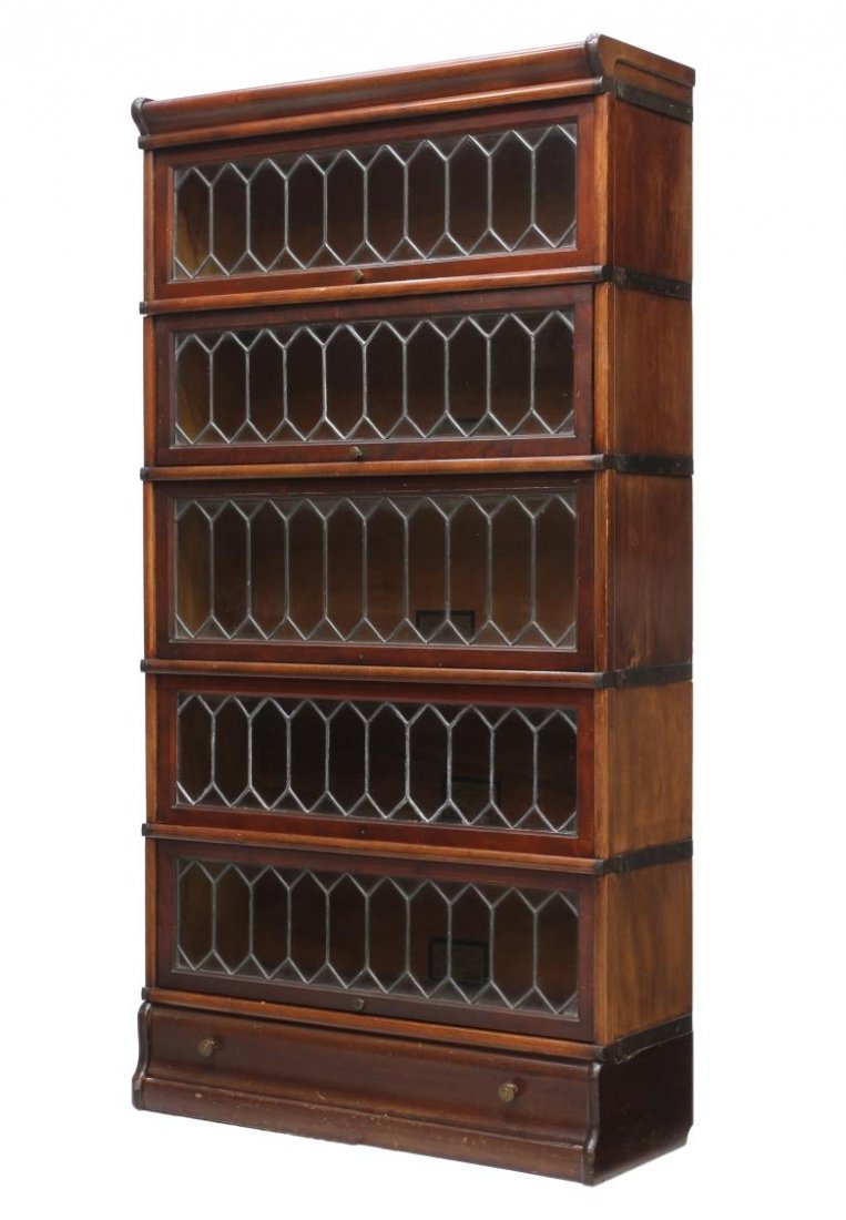 GLOBE WERNICKE FIVE STACK LEADED GLASS BOOKCASE (1 of 6)