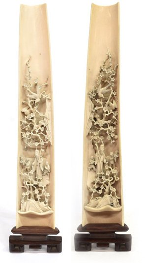 CHINESE CARVED IVORY WRIST RESTS, QING / REPUBLIC (1 of 10)
