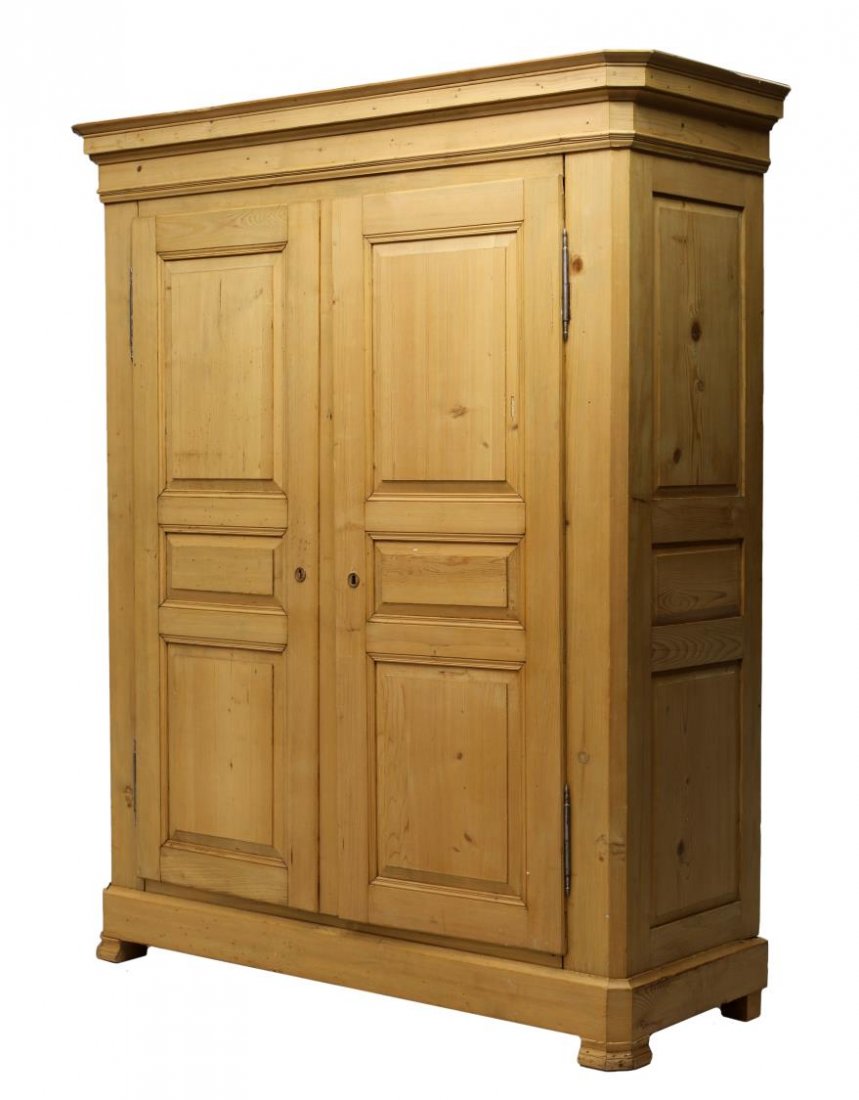 FRENCH 19TH C. STRIPPED PINE ARMOIRE (1 of 3)