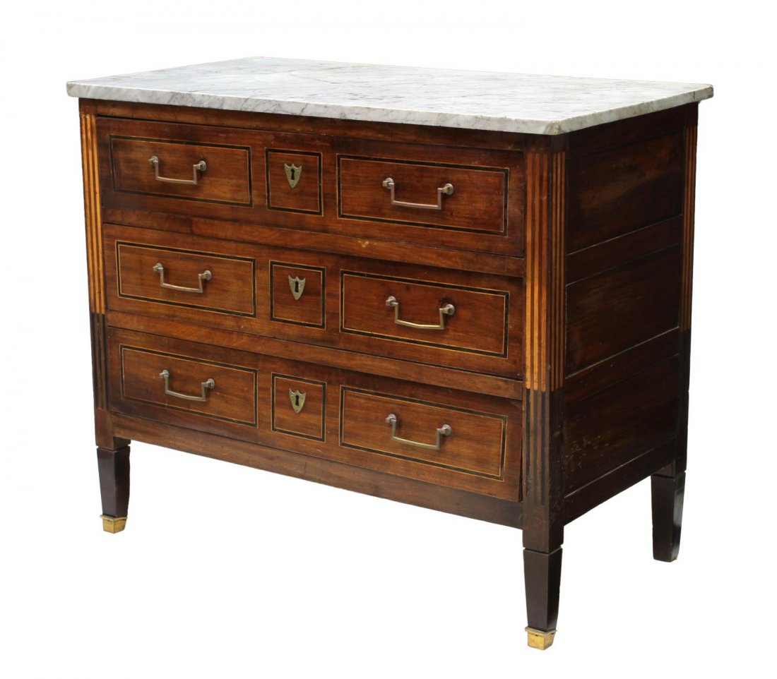 FRENCH LOUIS XVI STYLE WALNUT COMMODE (1 of 5)