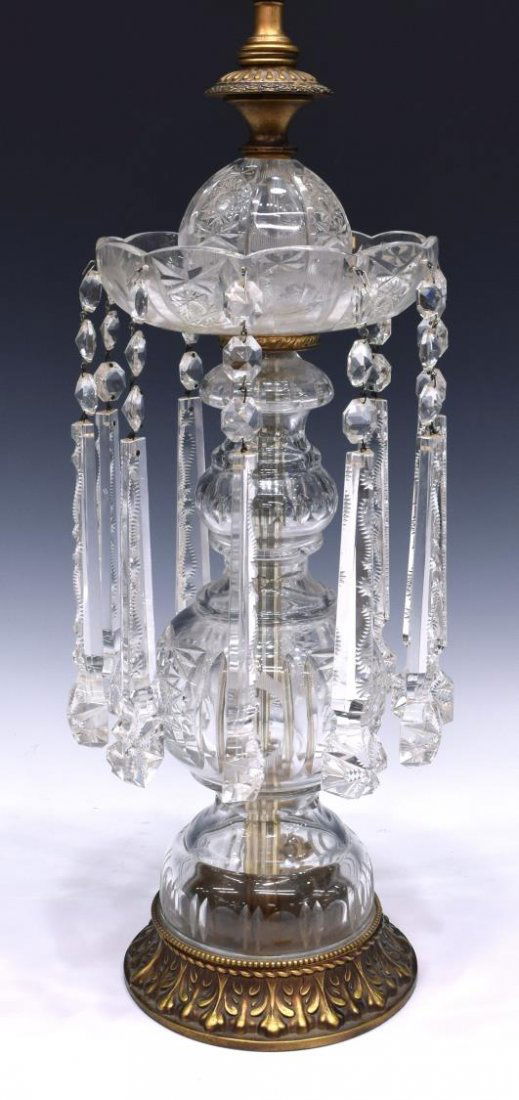 VICTORIAN CUT CRYSTAL LUSTER TABLE LAMP (1 of 4)