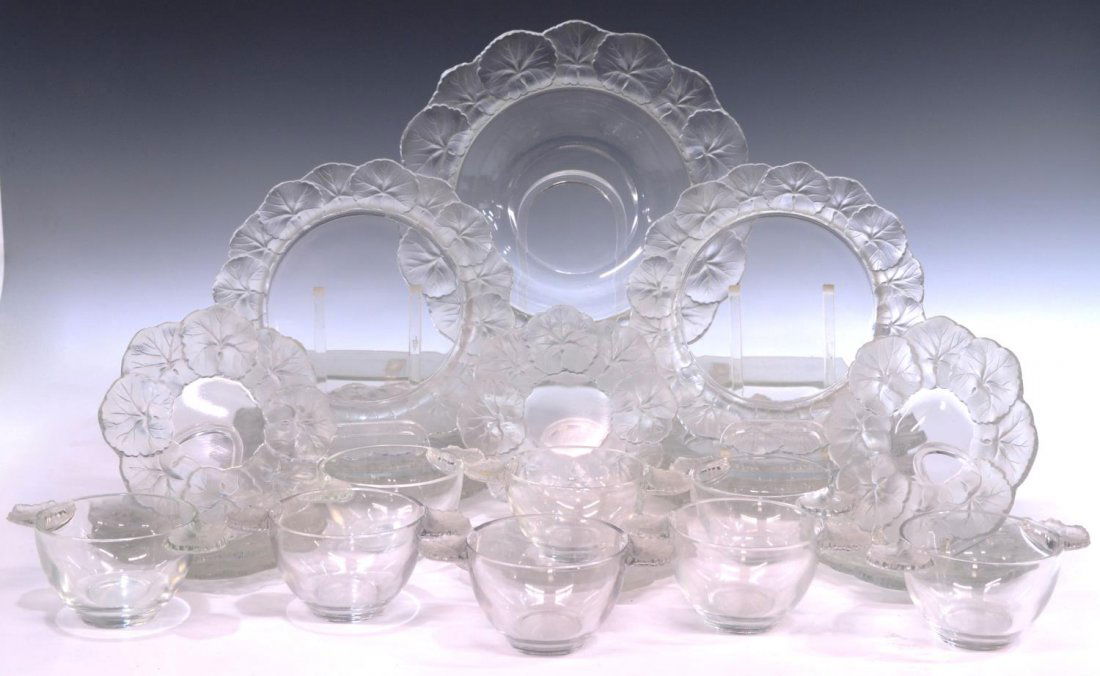 (25) LALIQUE FRANCE HONFLEUR ART CRYSTAL TABLEWARE (1 of 6)