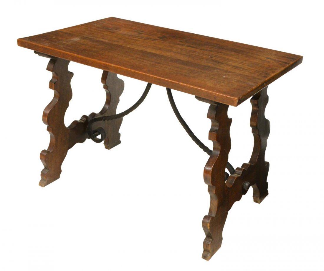 SPANISH OAK & IRON COFFEE TABLE (1 of 2)