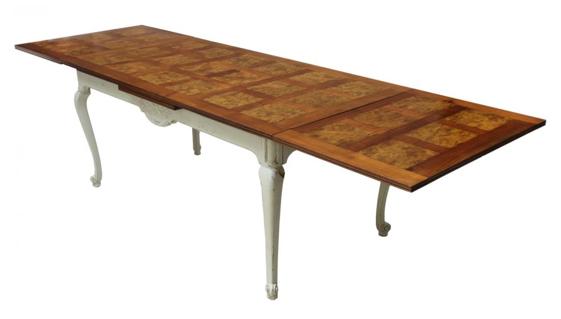 FRENCH LOUIS XV PARQUETRY TOP PAINTED DINING TABLE (1 of 3)