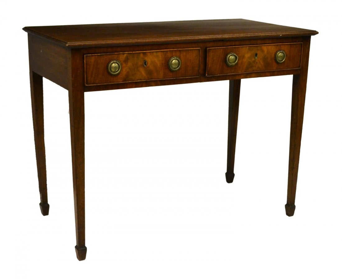 GEORGIAN MAHOGANY TWO DRAWER WRITING TABLE (1 of 4)