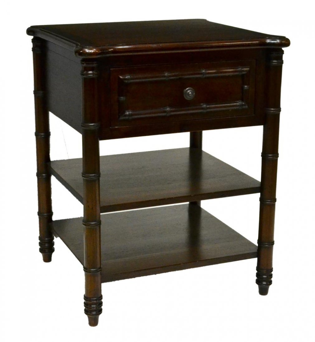 HAND CARVED MAHOGANY FAUX BAMBOO TIERED SIDE TABLE (1 of 3)