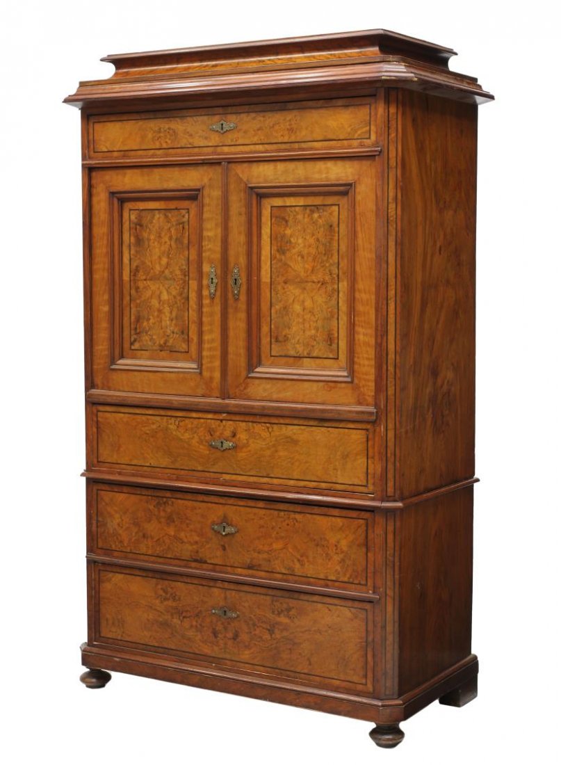 ANTIQUE SCANDINAVIAN BURLWOOD FITTED CABINET (1 of 6)