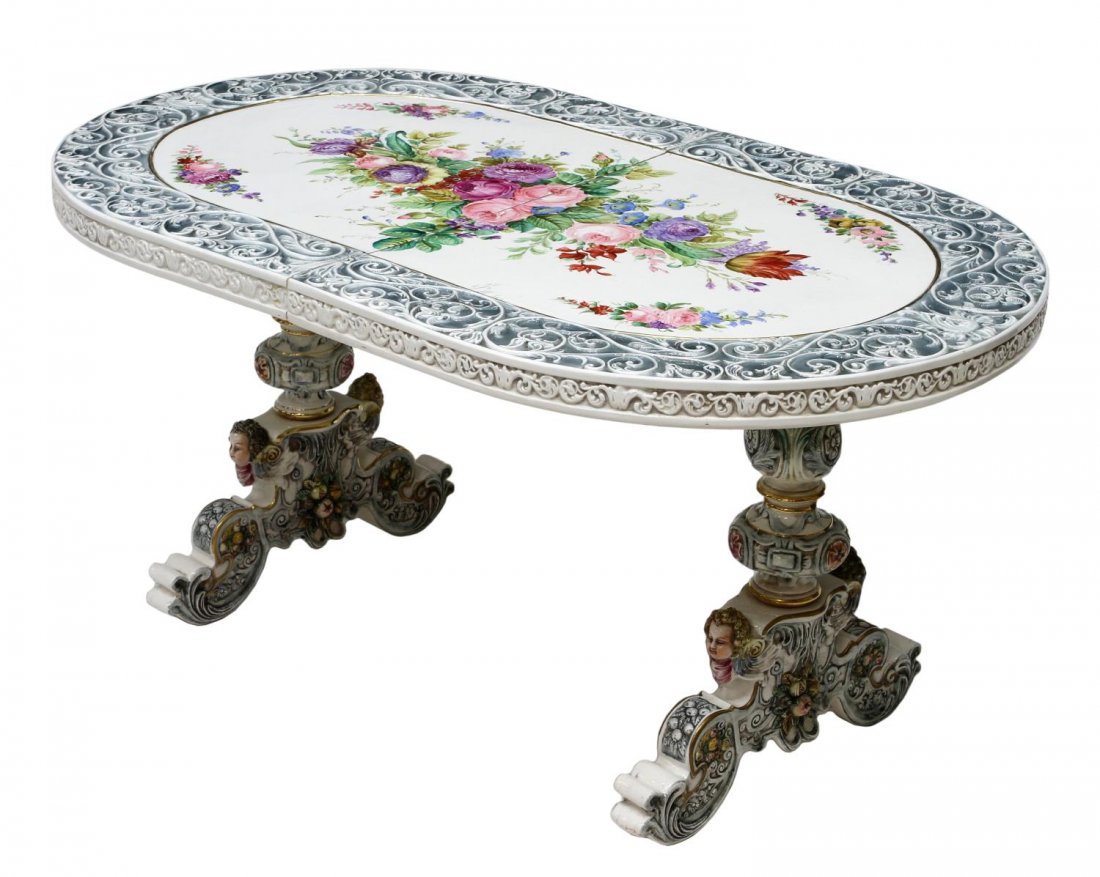 ITALIAN CERAMIC OVAL COFFEE TABLE, HANDPAINTED (1 of 2)
