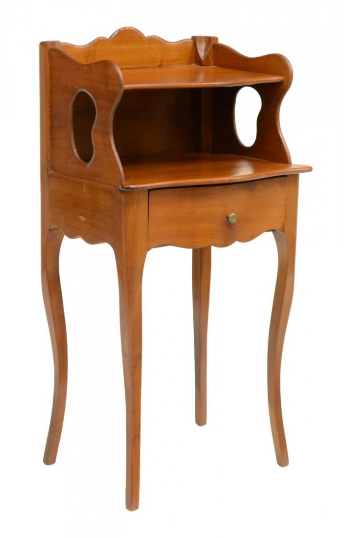 ENGLISH CARVED CHERRYWOOD TWO TIER SIDE CABINET (1 of 2)