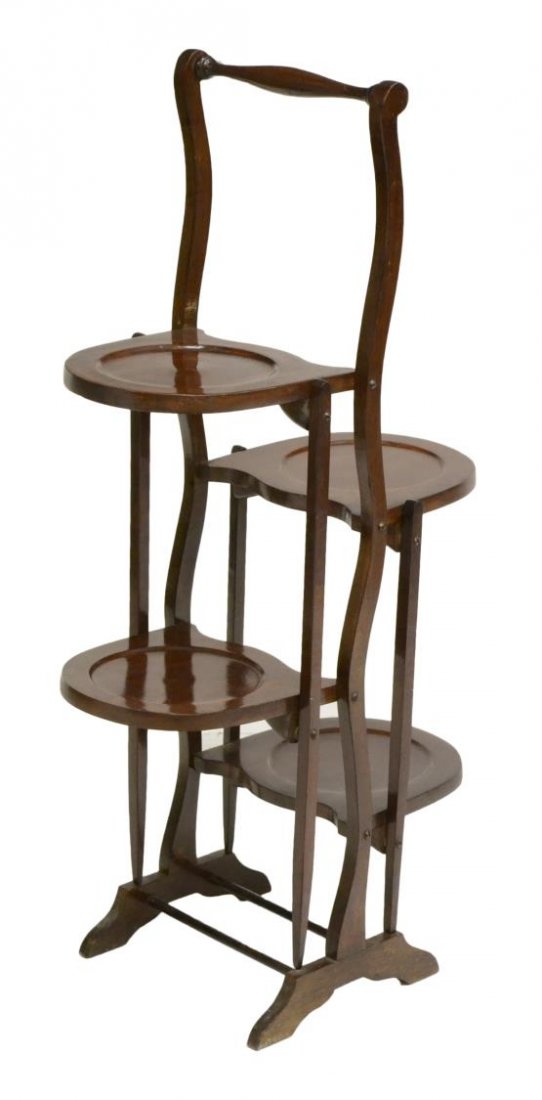 EDWARDIAN DUAL SIDED FOLDING MAHOGANY CAKE STAND (1 of 3)