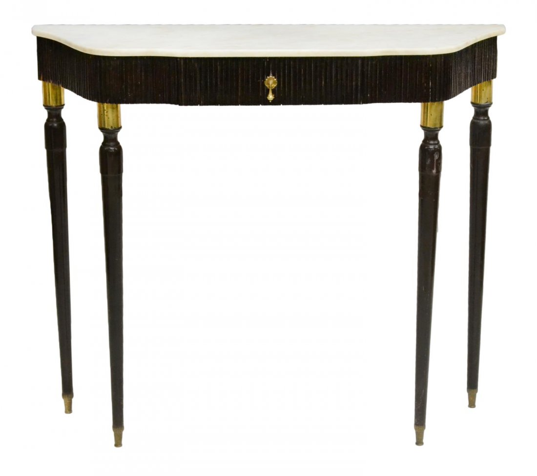 ITALIAN MARBLE TOP CONSOLE TABLE ON FLUTED LEGS (1 of 3)