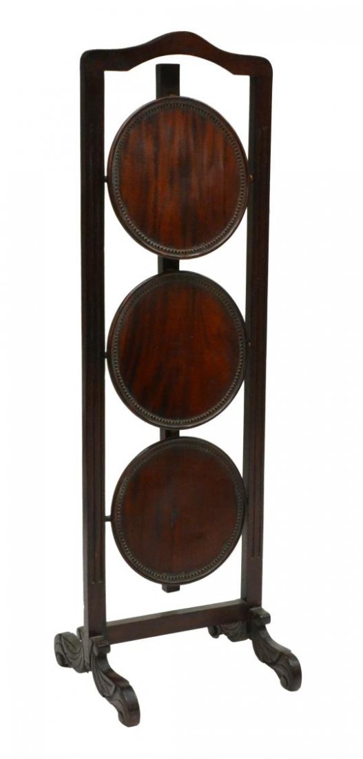 EDWARDIAN MAHOGANY THREE TIER FOLDING CAKE STAND (1 of 2)