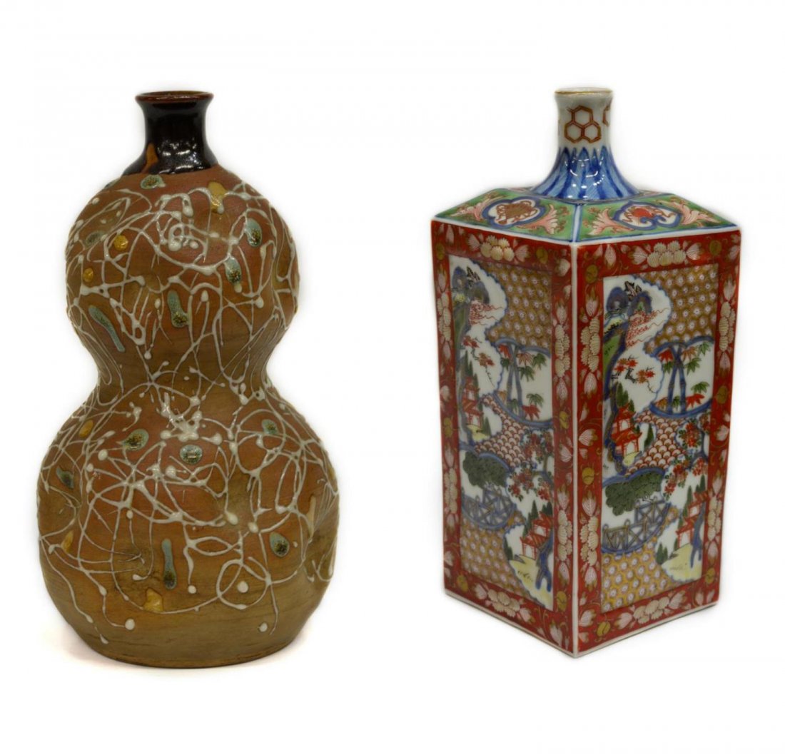 (2) JAPANESE CERAMIC TOKKUI SAKI BOTTLES (1 of 8)