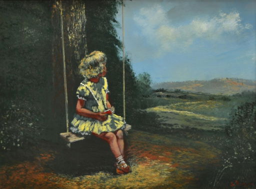 S Duncan Painting On Canvas Girl On A Swing Nov 01 2015