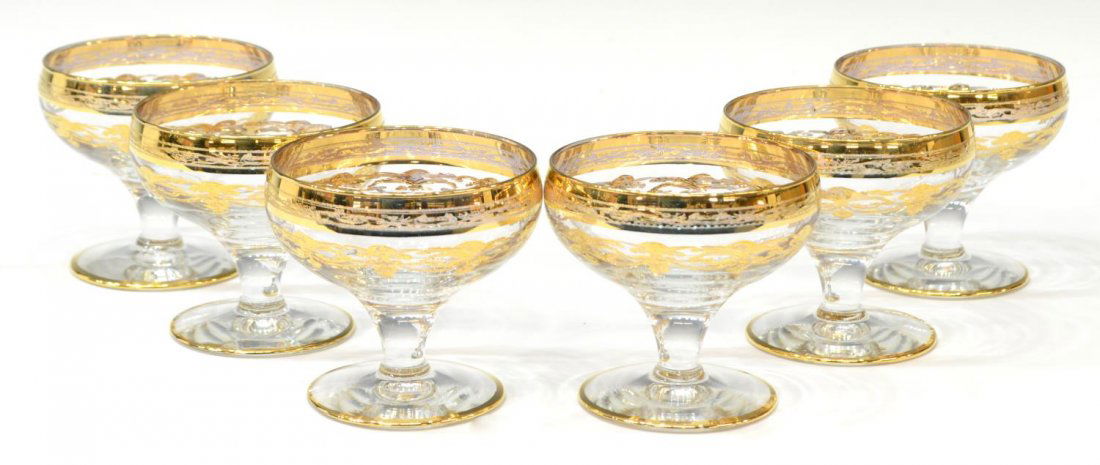(6) ITALIAN PARCEL GILT ETCHED CRYSTAL STEMWARE (1 of 2)
