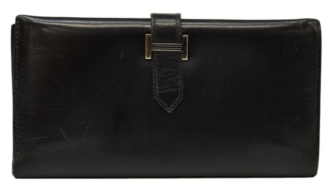 HERMES BEARN BLACK BOX LEATHER WALLET (1 of 5)