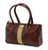 VINTAGE GUCCI BROWN LEATHER CANVAS STRIPE HANDBAG