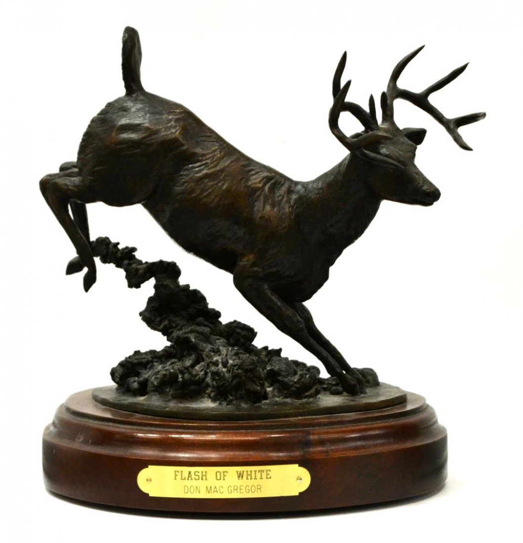 DON McGREGOR, BRONZE WHITE TAIL DEER SCULPTURE (1 of 5)