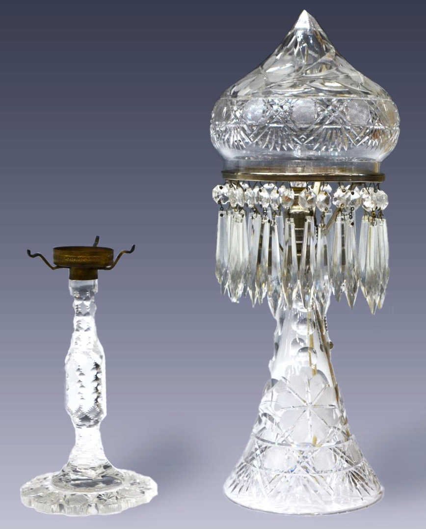 (2)AMERICAN BRILLIANT PERIOD CUT TABLE LAMP & BASE (1 of 3)