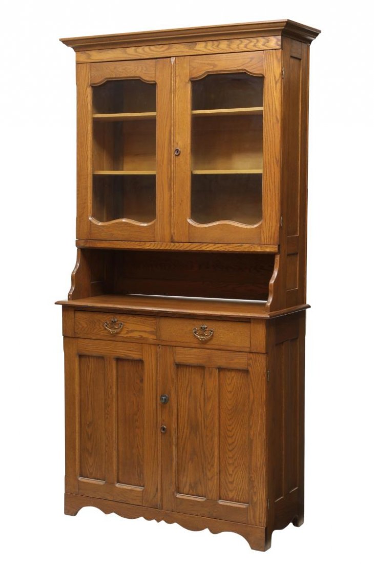 AMERICAN OAK STEPBACK CUPBOARD (1 of 4)