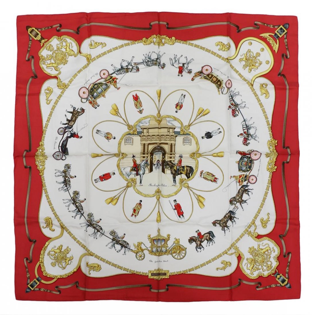 HERMES SILK BUCKINGHAM PALACE NECK SCARF (1 of 4)