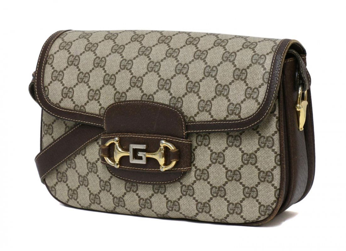 GUCCI BEIGE MONOGRAM CANVAS SHOULDER BAG (1 of 5)