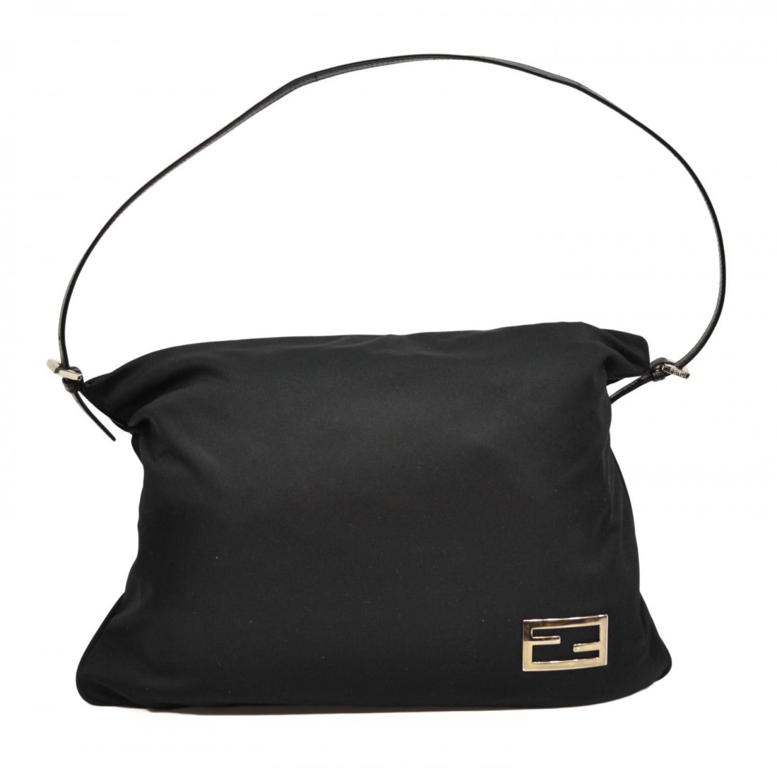 FENDI BLACK CANVAS SILVER TONE HARDWARE PURSE (1 of 9)