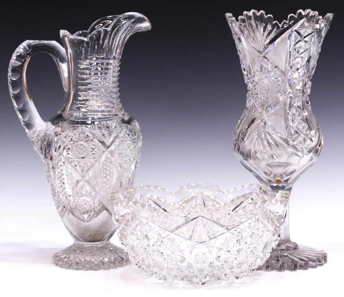(3) AMERICAN BRILLIANT PERIOD CUT GLASS TABLEWARE (1 of 9)