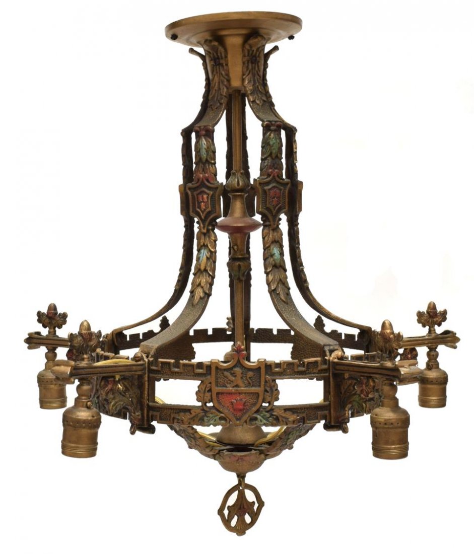 ARTS & CRAFTS FIVE LIGHT CHANDELIER (1 of 3)