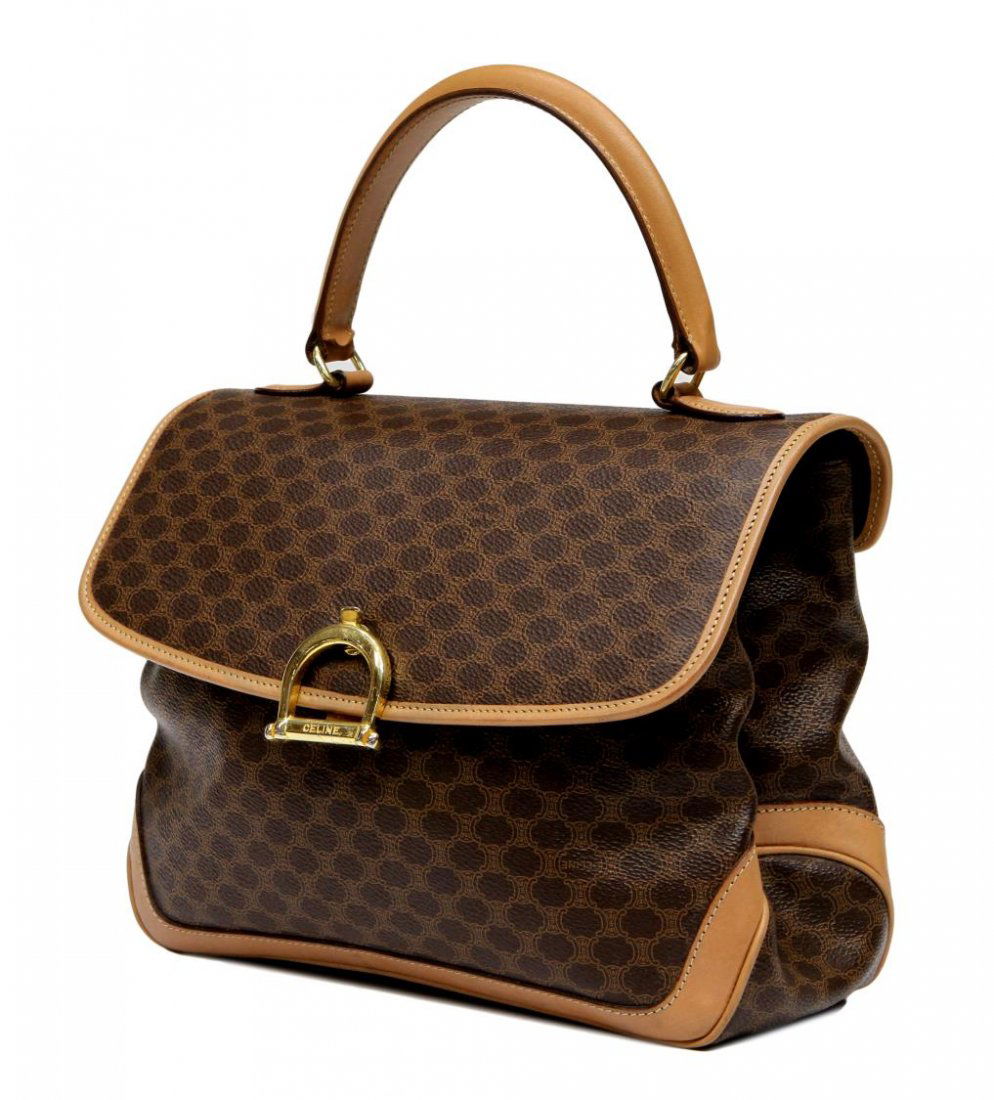 CELINE BROWN MACADAM MONOGRAM CANVAS HANDBAG (1 of 7)