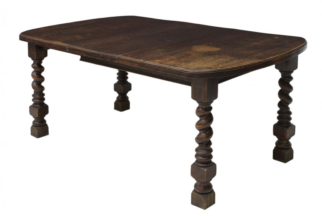 ENGLISH OAK BARLEY TWIST EXTENSION DINING TABLE (1 of 3)