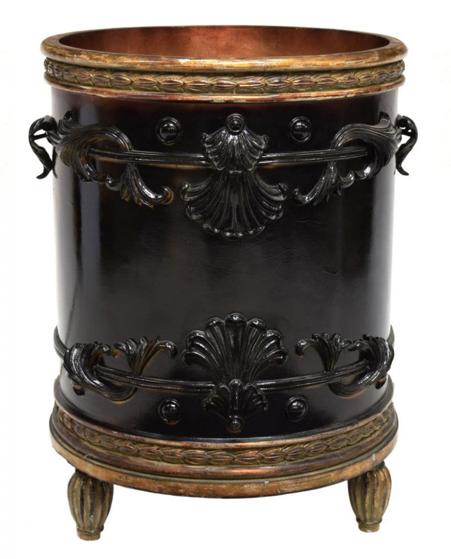 DECORATIVE PARCEL GILT CIRCULAR BIN / PLANTER (1 of 2)
