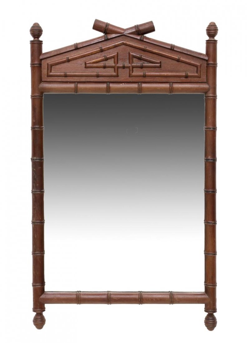 FAUX BAMBOO FRAMED WALL MIRROR (1 of 3)