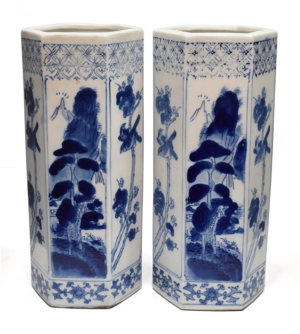 (2) CHINESE BLUE & WHITE PORCELAIN HAT STANDS (1 of 5)