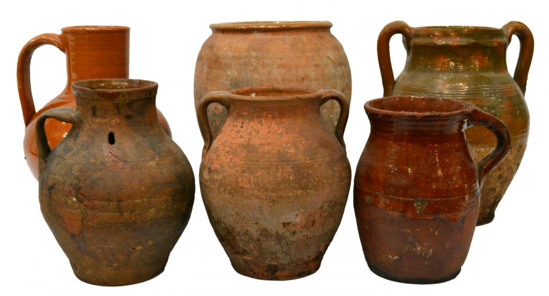 (6) COLLECTION ANTIQUE EARTHENWARE JUGS / JARS (1 of 7)